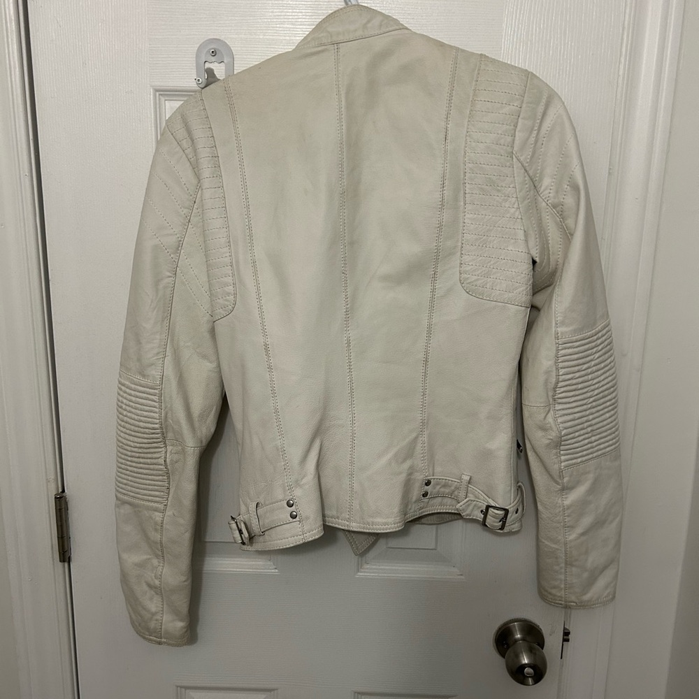 Danier White Leather Motorcycle Jacket - Picture 2 of 5